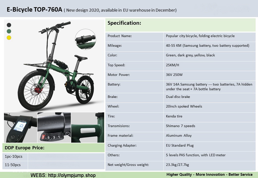 E-Bicycle Elektrische Fahrad TOP-760A with extra battery